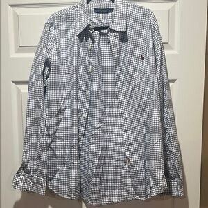 LIke New Ralph Lauren Men's Blue Checkered Dress Shirt size XL